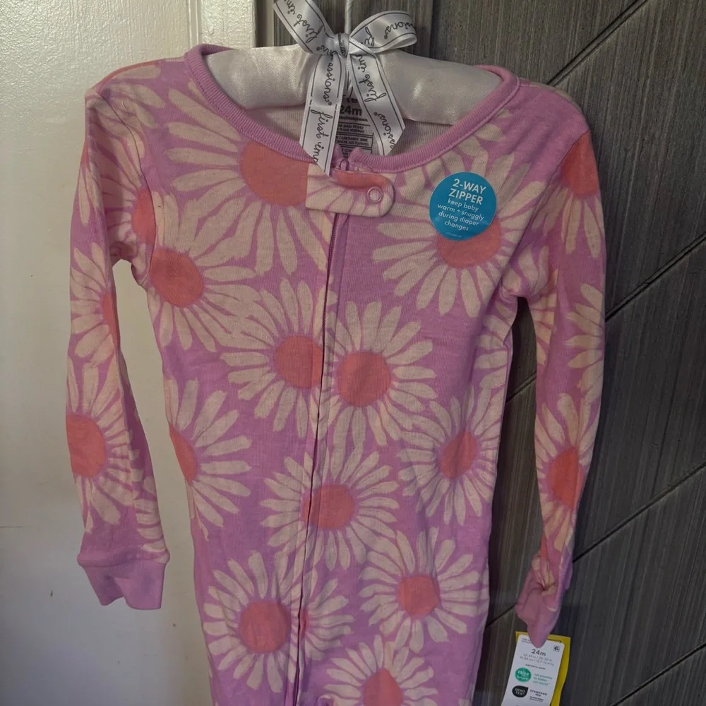 NWT Carter's One Piece Sunflower 100% Snug Fit Cotton Footie Pajamas Purple 24M